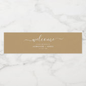 Eenvoudige Elegant White en Gold Weddenschap Water Waterfles Etiket (Enkel label)