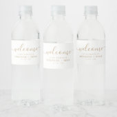 Eenvoudige Elegant White en Gold Weddenschap Water Waterfles Etiket (Flessen)