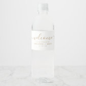 Eenvoudige Elegant White en Gold Weddenschap Water Waterfles Etiket (Voorkant)