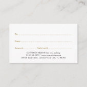 Eenvoudige Elegant White Faux Gold Beauty-kaartje Advieskaart (Achterkant)