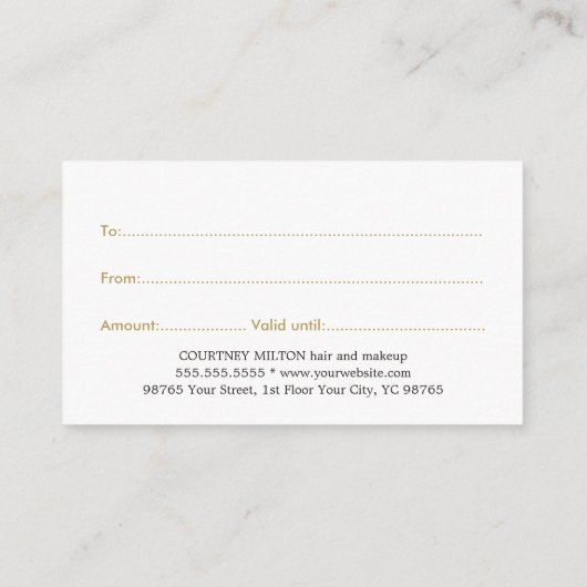 Eenvoudige Elegant White Faux Gold Beauty-kaartje Advieskaart (Achterkant)