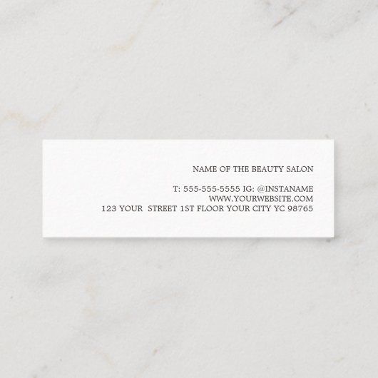 Eenvoudige Elegant White Faux Gold Beauty Klantenkaartje (Achterkant)