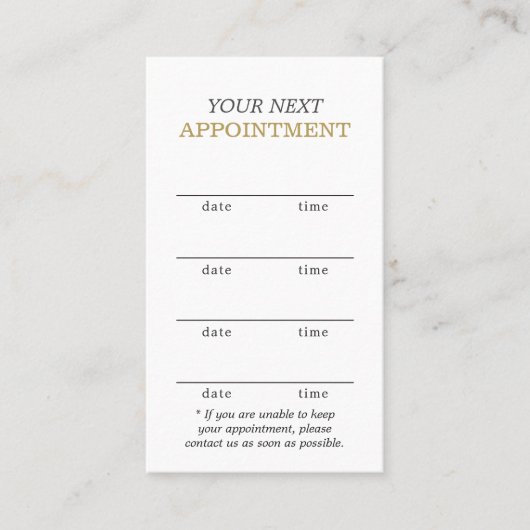 Eenvoudige Elegant White Gold Beauty Afsprakenkaartje (Voorkant)