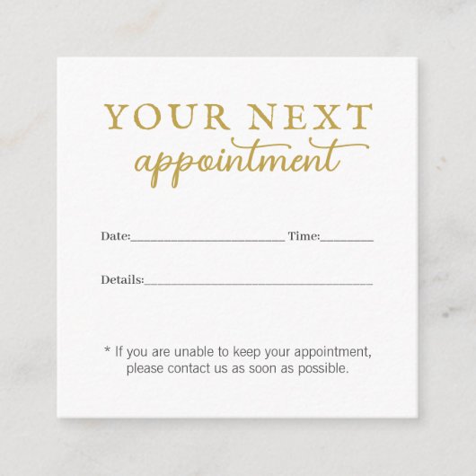 Eenvoudige Elegant White Gold Beauty-Benoemingskaa Informatiekaartje (Voorkant)