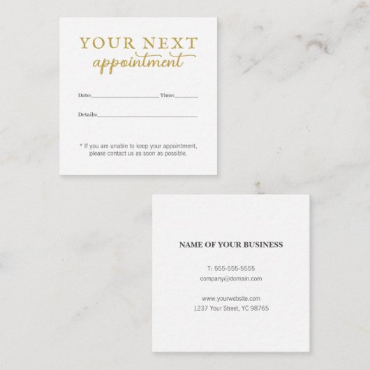 Eenvoudige Elegant White Gold Beauty-Benoemingskaa Informatiekaartje (Voorkant / Achterkant)