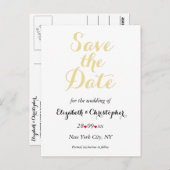Eenvoudige Elegant White Gold Wedding Save the Dat Briefkaart (Voorkant / Achterkant)