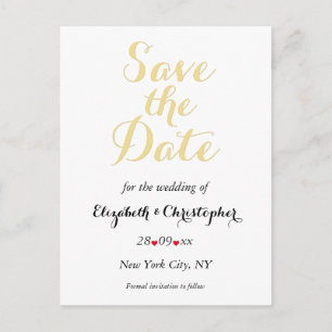 Eenvoudige Elegant White Gold Wedding Save the Dat Briefkaart