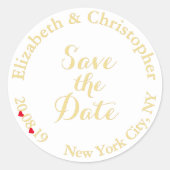 Eenvoudige Elegant White Gold Wedding Save the Dat Ronde Sticker (Voorkant)