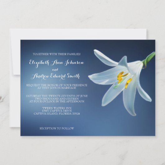 Eenvoudige Elegant White Lily Wedding Kaart (Voorkant)