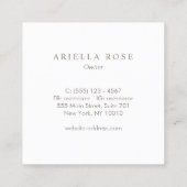 Eenvoudige Elegant White Marble Professional S Vierkante Visitekaartje (Achterkant)