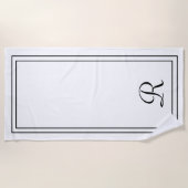 Eenvoudige Elegant White Monogram Beach Towel Strandlaken (Voorkant)