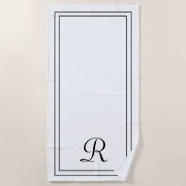 Eenvoudige Elegant White Monogram Beach Towel Strandlaken