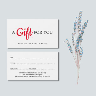Eenvoudige Elegant White Red Beauty Gift Kaart