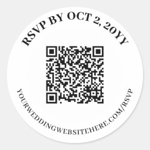 Eenvoudige Elegant White RSVP Online QR Code Ronde Sticker