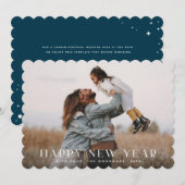 Eenvoudige Elegant White Typographic New Yyes Foto Feestdagenkaart (Voorkant / Achterkant)