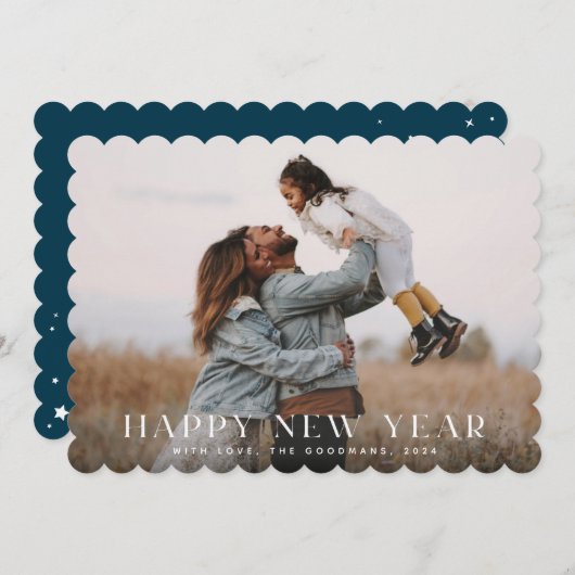 Eenvoudige Elegant White Typographic New Yyes Foto Feestdagenkaart (Voorkant / Achterkant)