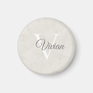 Eenvoudige Elegant White Waterverf Monogram Naam Magneet