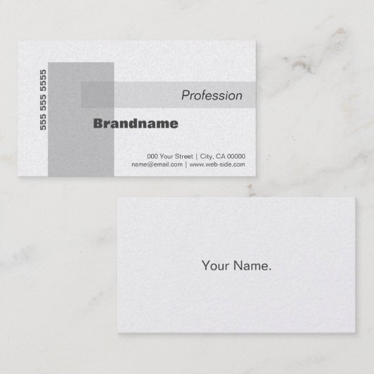Eenvoudige Elegant Wit Grijs Stijl Professional Visitekaartje (Voorkant / Achterkant)