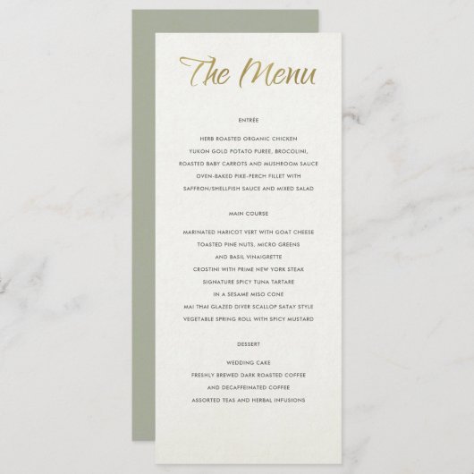 EENVOUDIGE ELEGANT WITTE GRAY TYPOGRAPHY-menukaart Menu (Voorkant / Achterkant)