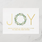 Eenvoudige Elegant Wreate Joy-kerstolie Folie Feestdagenkaart (Voorkant)