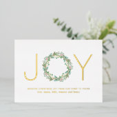Eenvoudige Elegant Wreate Joy-kerstolie Folie Feestdagenkaart (Staand Voorkant)