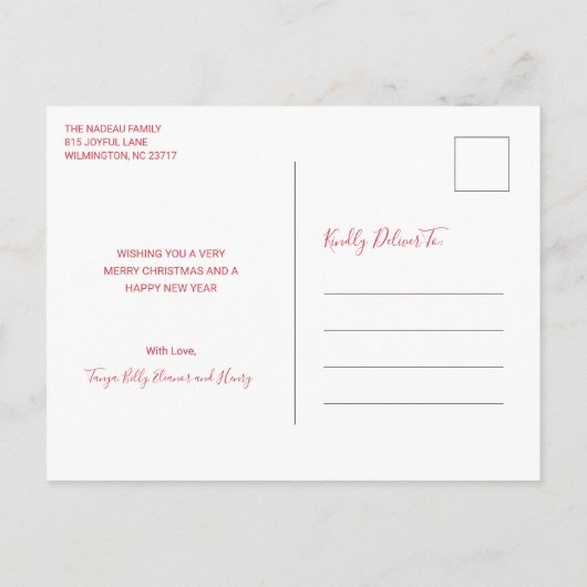 Eenvoudige Elegant Wreath Joy Kerstmis Feestdagenkaart (Achterkant)