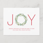 Eenvoudige Elegant Wreath Joy Kerstmis Feestdagenkaart (Voorkant)