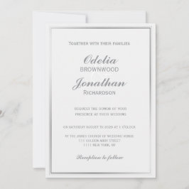 Eenvoudige Elegant Zilveren Lijst & Grijze Huwelij Kaart