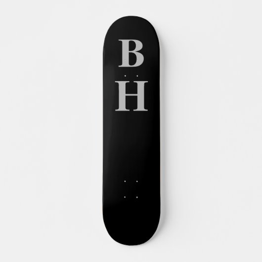 Eenvoudige Elegant zwart grijs monogram, aangepast Persoonlijk Skateboard (Voorkant)