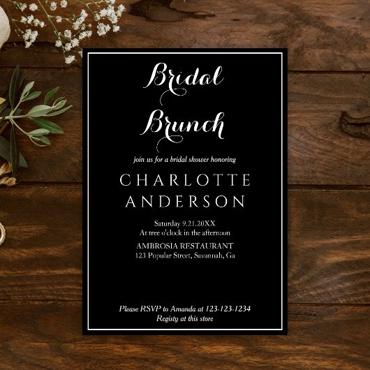 Eenvoudige Elegant Zwart Vrijgezellenfeest Bruidsb Kaart