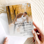 Eenvoudige Elegant Zwart Wit Foto Wedding Kaart