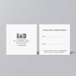 Eenvoudige Elegant Zwart Wit Haar Salon Afspraak Vierkante Visitekaartje