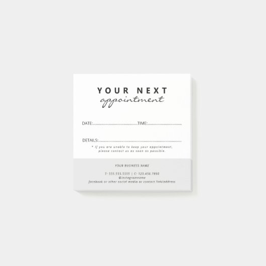 Eenvoudige Elegant Zwart Wit Salon Afspraak Post-it® Notes (Voorkant)