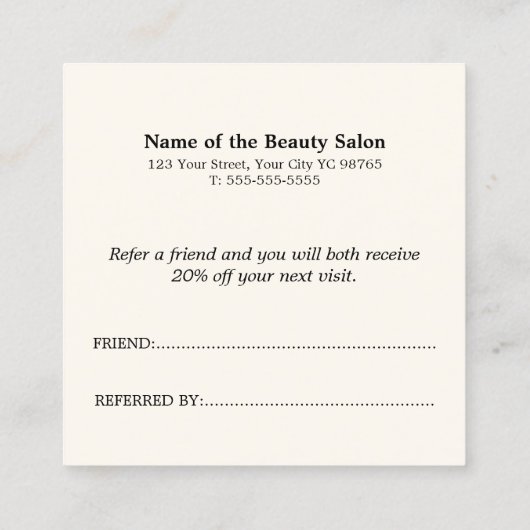 Eenvoudige Elegant Zwart Wit Verwijzings Kaart (Achterkant)