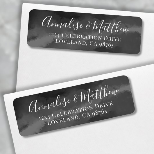Eenvoudige Elegant Zwart Wit Wedding Retouradres Etiket
