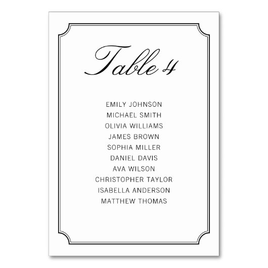 Eenvoudige Elegant Zwart Wit Zitting Grafiek Kaart (Voorkant)