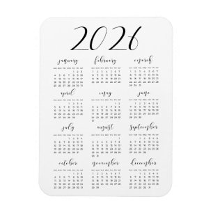 Eenvoudige elegante 2025 kalender magneet