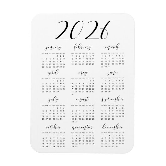 Eenvoudige elegante 2025 kalender magneet (Verticaal)