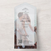 Eenvoudige Elegante 2 foto overlay script bruiloft All In One Uitnodiging (Binnen)