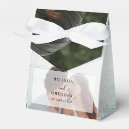 Eenvoudige Elegante 2 foto overlay script bruiloft Bedankdoosjes