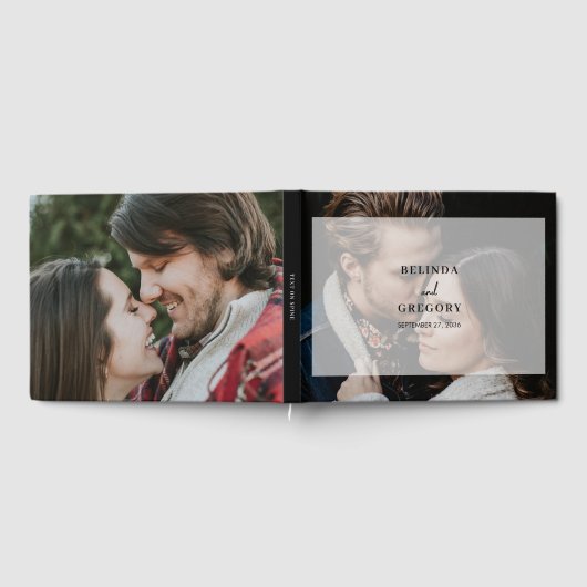 Eenvoudige Elegante 2 foto overlay script bruiloft Gastenboek (Volledig)