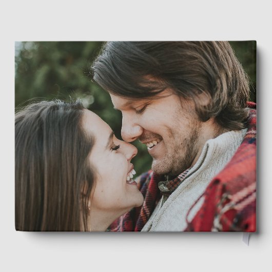 Eenvoudige Elegante 2 foto overlay script bruiloft Gastenboek (Achterkant)