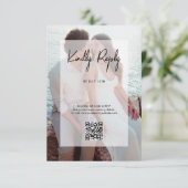 Eenvoudige Elegante 2 foto overlay script bruiloft Informatiekaartje (Staand voorkant)