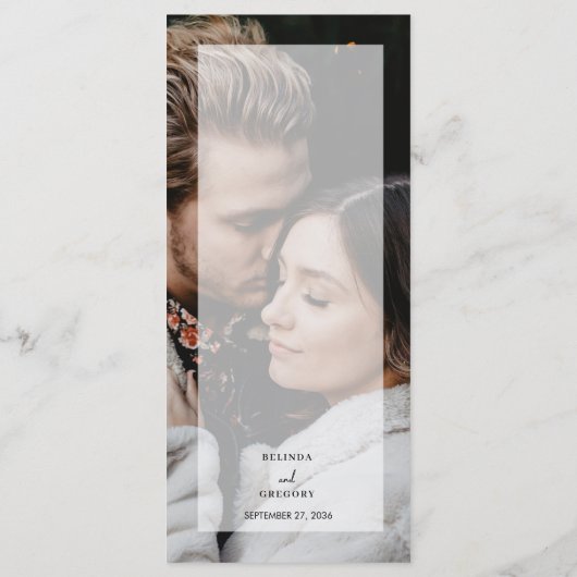 Eenvoudige Elegante 2 foto overlay script bruiloft Menu (Achterkant)