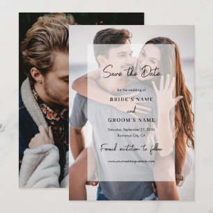 Eenvoudige Elegante 2 foto overlay script bruiloft Save The Date