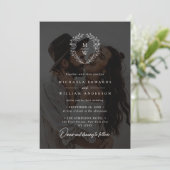 Eenvoudige elegante 2-foto tekst overlay bruiloft kaart (Staand voorkant)