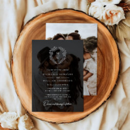 Eenvoudige elegante 2-foto tekst overlay bruiloft kaart