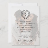 Eenvoudige elegante 2-foto tekst overlay bruiloft kaart (Voorkant)