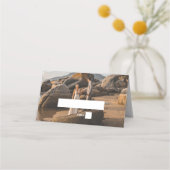 Eenvoudige Elegante 2Photo Overlay Script Wedding  Plaatskaartje (Voorkant)