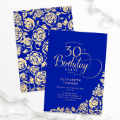 Eenvoudige Elegante 30e Verjaardag Royal Blue Gold Kaart